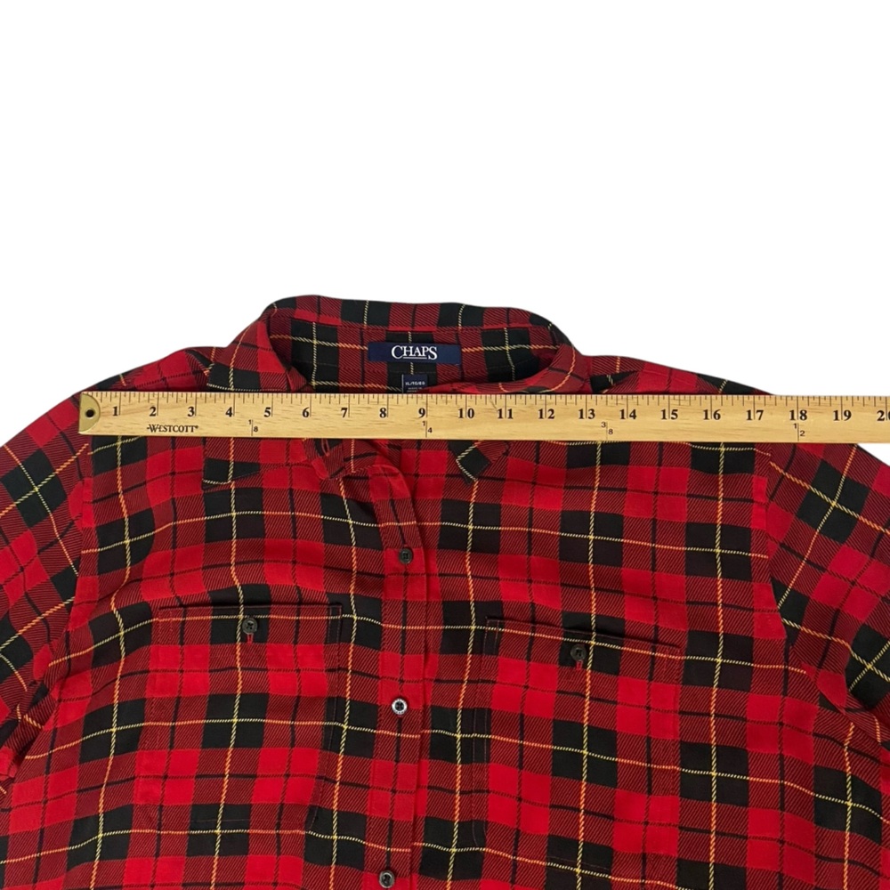 Chaps Red Plaid Button Down Lightweight Shirt Top -Women’s Large - Picture 4 of 11